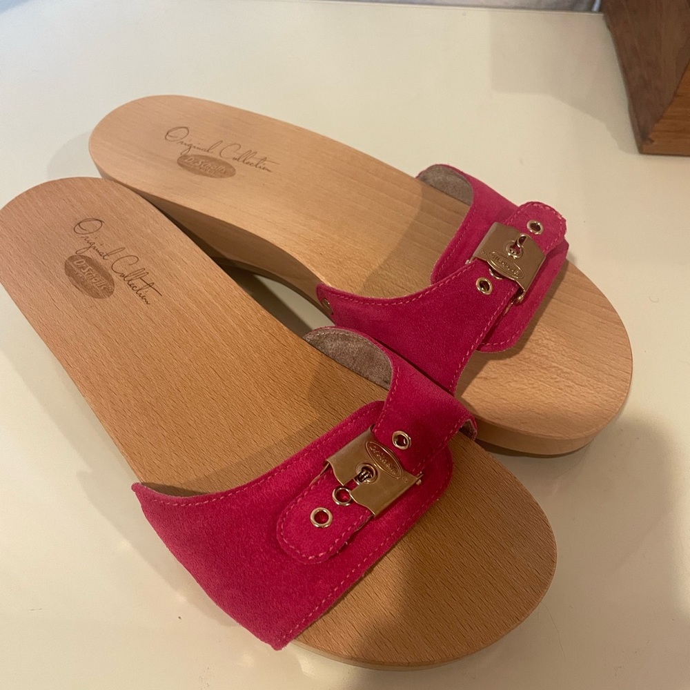 Dr Scholls pink slide sandals